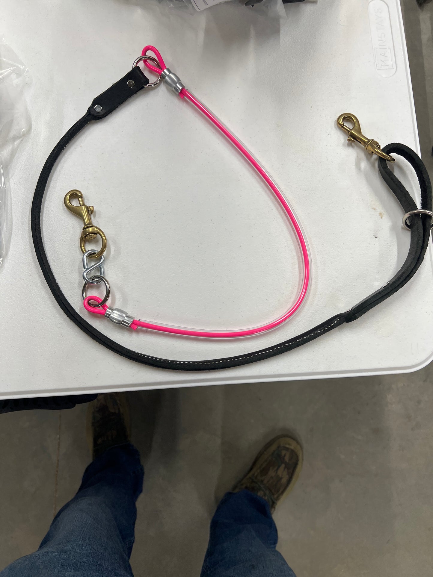Rolled leather with cable